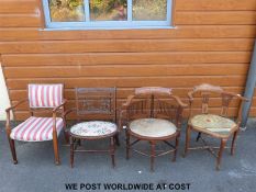 Four chairs including two Edwardian inlaid corner chairs