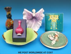 A collection of mixed ceramics to include Royal Copenhagen plate, Royal Worcester bud vase,