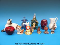 Mdina and Isle of Wight glass, Royal Doulton flambé vase,