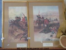 Two framed and mounted prints the first titled Saving the Queen's Colour (46cm x 32cm),