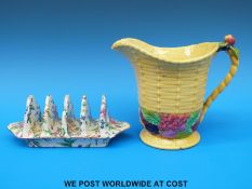 A Carltonware jug and Royal Winton toast rack