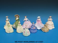 A collection of ten Coalport figurines
