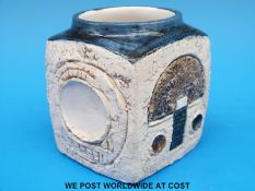 A Troika pottery cube vase with AB initial to base (9cm tall)
