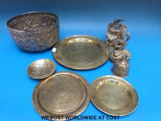 Indian brass deity, hallmarked silver covered mustard,