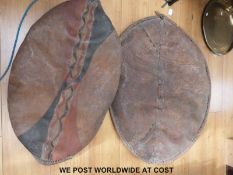 Two Masai war shields of traditional design,
