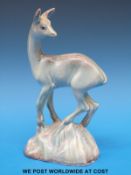An early Beswick model of a deer in blue glaze,
