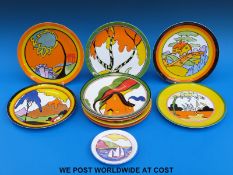Eleven limited edition plates by Wedgwood based on Clarice Cliff designs,
