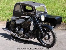 Scott 'Flying Squirrel' 1947 596cc motorcycle combination with adult/child sidecar outfit.