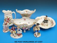 A group of ceramics including Continental figures, Dresden,
