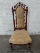 A 19thC carved oak Prie Dieu chair