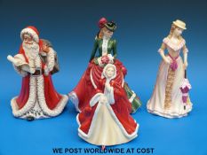 Four Royal Doulton figures Winter Elegance, Father Christmas,