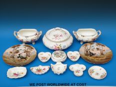 A Royal Crown Derby bone china ' Posies' tureen and lid and ceramics including bird plates,