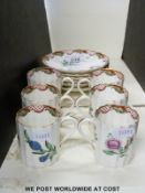 Six Royal Worcester coffee cans and saucers c1930s in Caroline pattern