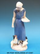 Royal Copenhagan large figure 'Girl Feeding Chickens' (23cm tall)
