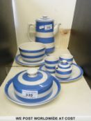 A quantity of T G Green Cornishware including butter dish and coffee pot