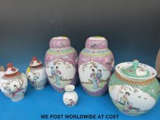 A collection of Chinese ginger jars,