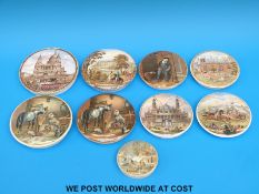 A collection of nine Prattware pot lids to include On Guard, Strathfieldsay, Wellington's Funeral,
