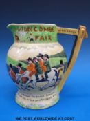 A large Crown Devon Widdicombe Fair musical jug (19cm tall)