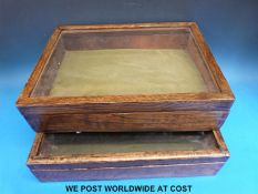 Two wooden display cabinets (W43 x D33 x H10cm)