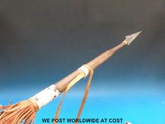 A Ngbandi spear with intricate carving and iron tip,
