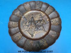 A Japanese Meiji period gilded bronze plaque,