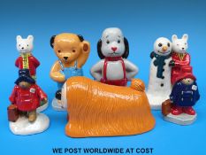 A collection of Wade Storybook figures including Paddington, Rupert, Sooty & Sweep,