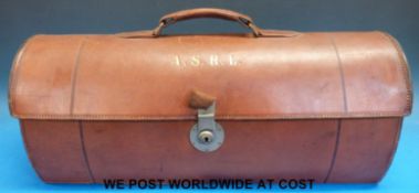 A leather Masonic apron case