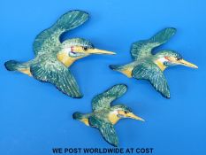A set of three Beswick graduated kingfisher wall plaques