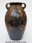 Glass vase, probably Monart, with matt base and aventurine flecks on amethyst ground,