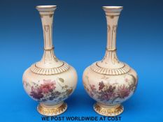 A pair of Royal Worcester blush ivory vases, pattern no 1620,