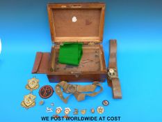 A Bedfordshire military belt and buckle, together with an early webbing Boy Scouts belt etc.