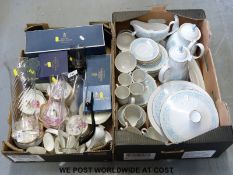 A collection of Royal Worcester pin dishes and vases, some boxed, some hand decorated,