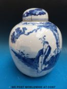 A Chinese blue and white ginger jar with four character mark to base (27cm tall)