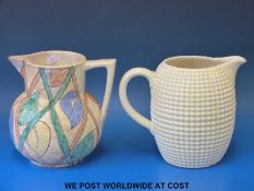 Kensington Art Deco jug together with a similar Clarice Cliff jug