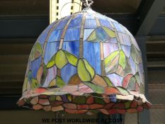 A Tiffany style leaded glass lamp shade (47cm diameter)