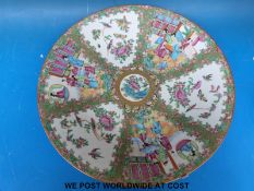 A large Chinese famille rose charger with six sections depicting figural,