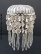 A drop glass lustre chandelier light fitting c19thC /20thC (20cm drop)