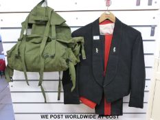 Reme sergeant's mess dress together with a military canvas bag and various accessories.