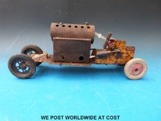 A Mamod 'Meccano' Mec 1 live steam stationary steam engine mounted on a Meccano body with wheels