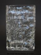 Geoffrey Baxter for Whitefriars clear textured bark glass vase (19cm tall)