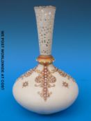 A Grainger & Co Royal Worcester jewelled and pierced vase (17cm tall)