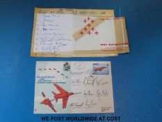 A signed 1975 Red Arrows cover together with a 1986 Red Arrows signed card