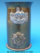 A Gloucestershire Regiment trench art vase with Macedonia 1917-18-19 to front (13.