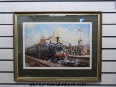 Eric Bottomley signed print of a M7 tank at Swanage (37 x 55cm)