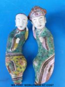 A pair of 18th /19th century Chinese famille rose figural wall hangings.