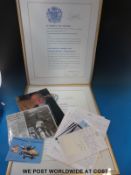 A quantity of ephemera including signed letters from R G Seys relating to his transatlantic towed
