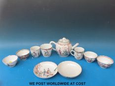 A collection of 18th/19thC Chinese porcelain including a teapot, tea bowls, saucers, covers etc.