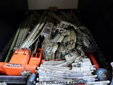 A collection of various toys to include two Tri-ang cranes, farm animals,