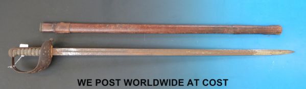 An 1895 pattern sword in leather scabbard by Holt and Son, Sackville St.