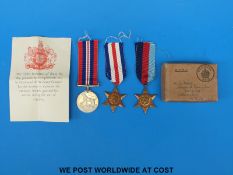 A WWII medal trio comprising 1939-1945 star,